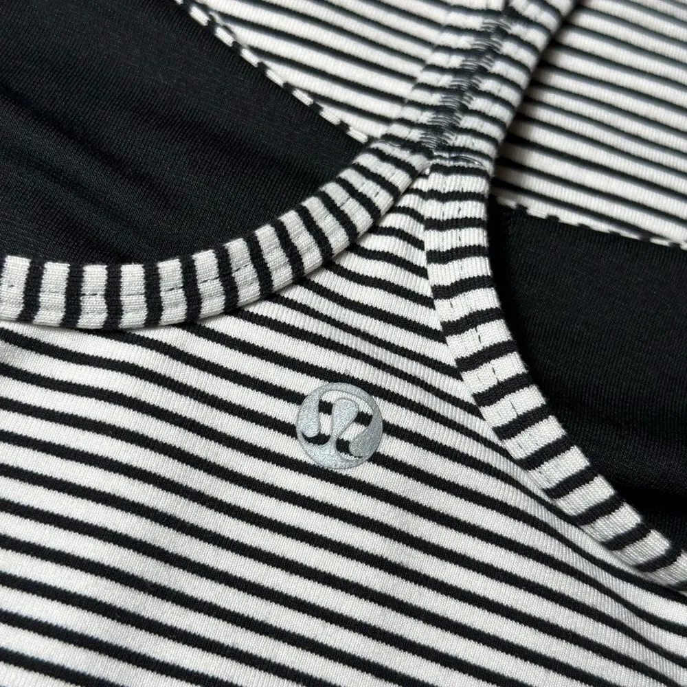 Lululemon Black & White Striped Power Y Racerback Tank Top